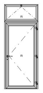 Châssis composé: porte entrée gamme ADS60 1 battant 1085 x 2170 + Soufflet AWS60 1085 x 550